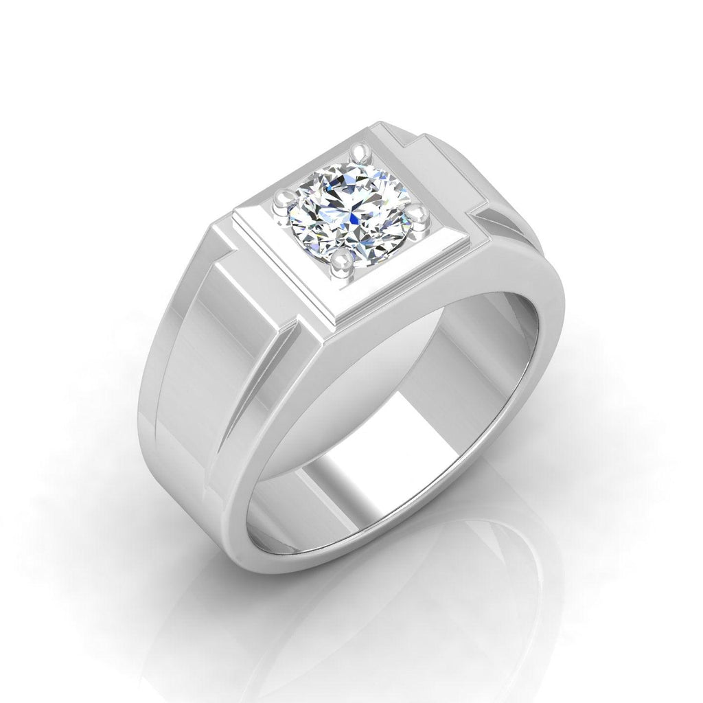 Certified F/VS 1.00Ct Single Diamond Mens Solitaire Ring