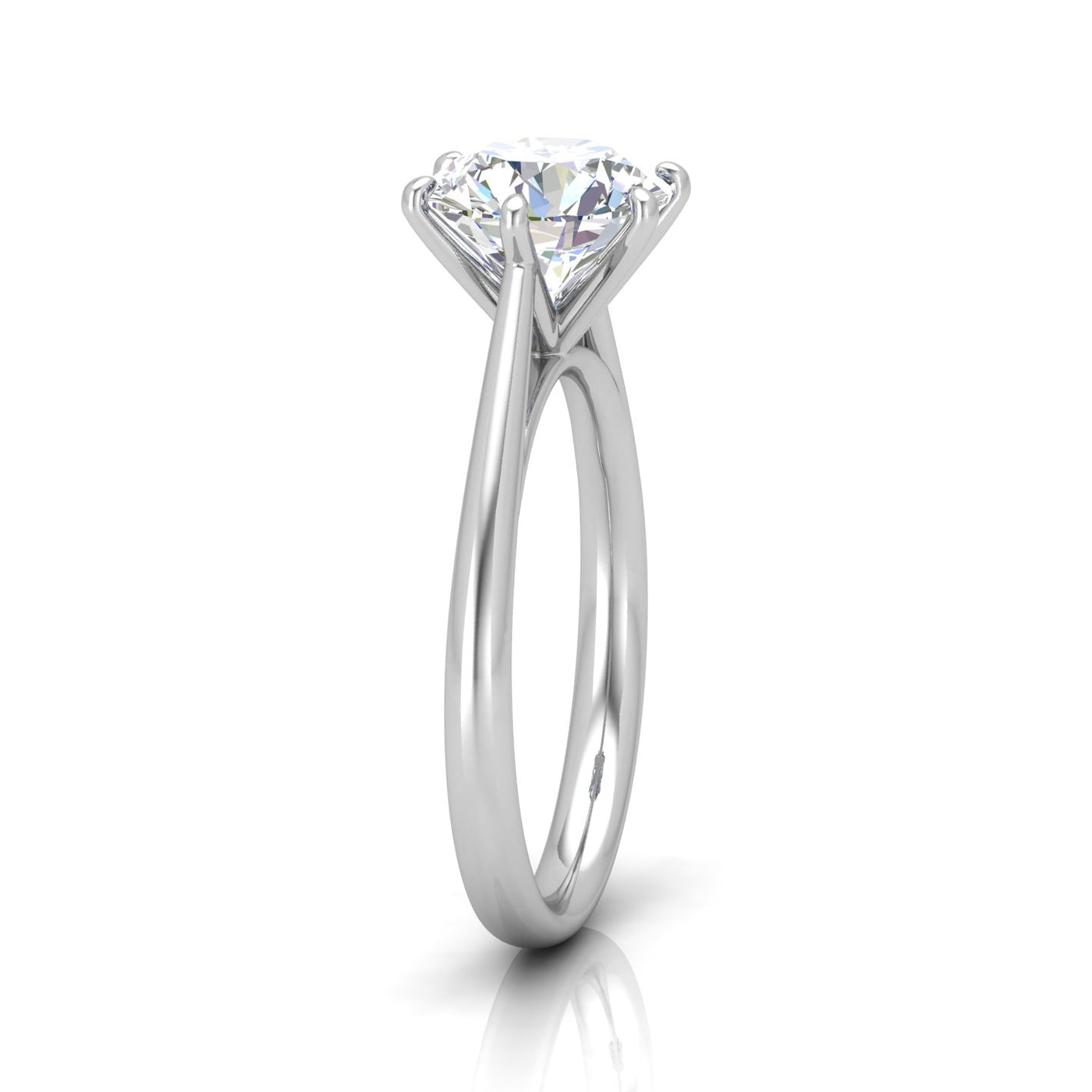 Round Diamond Six Prong Cathedral Solitaire Ring