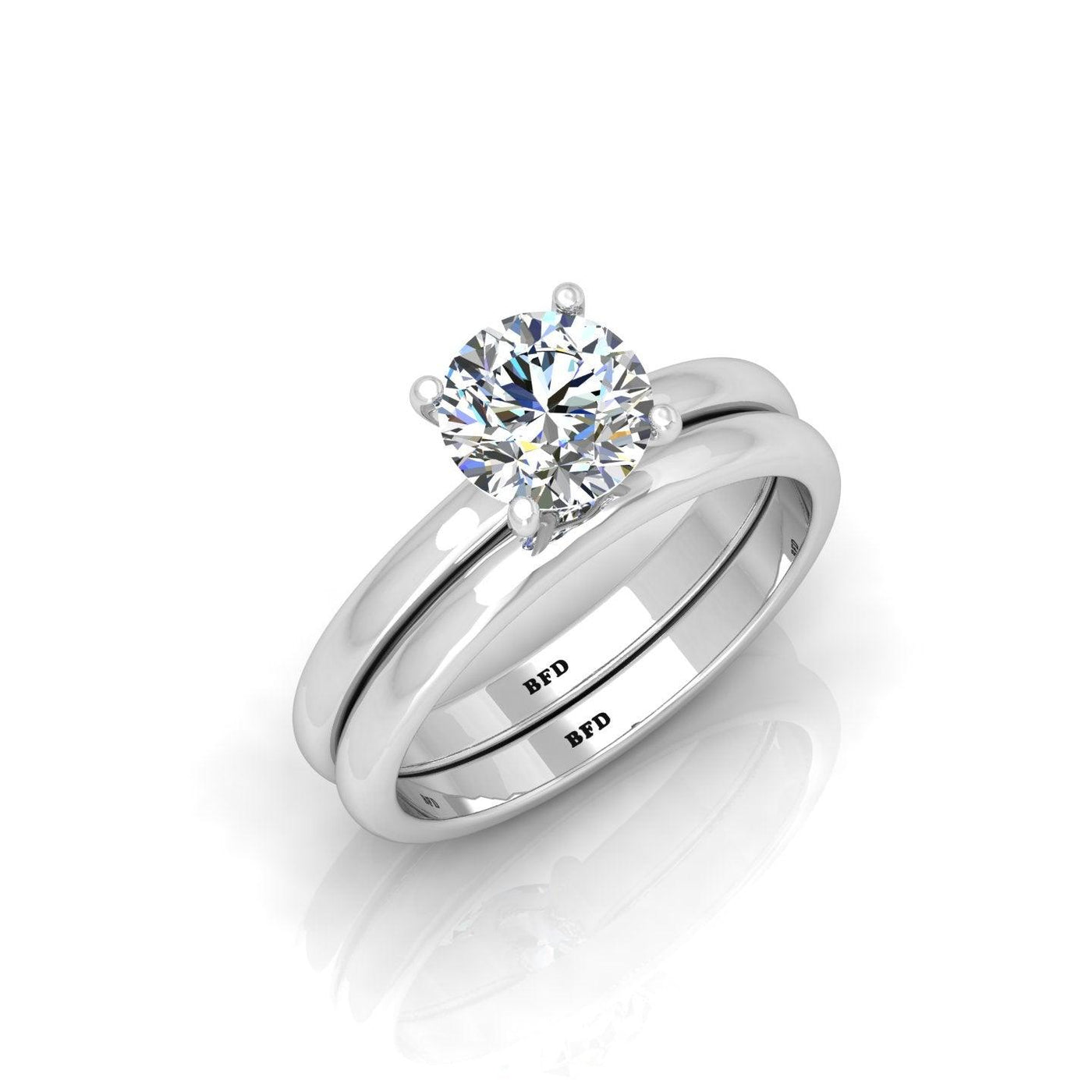 Certified Round Diamond Solitaire Bridal Set Ring 2.00Carat E/VS