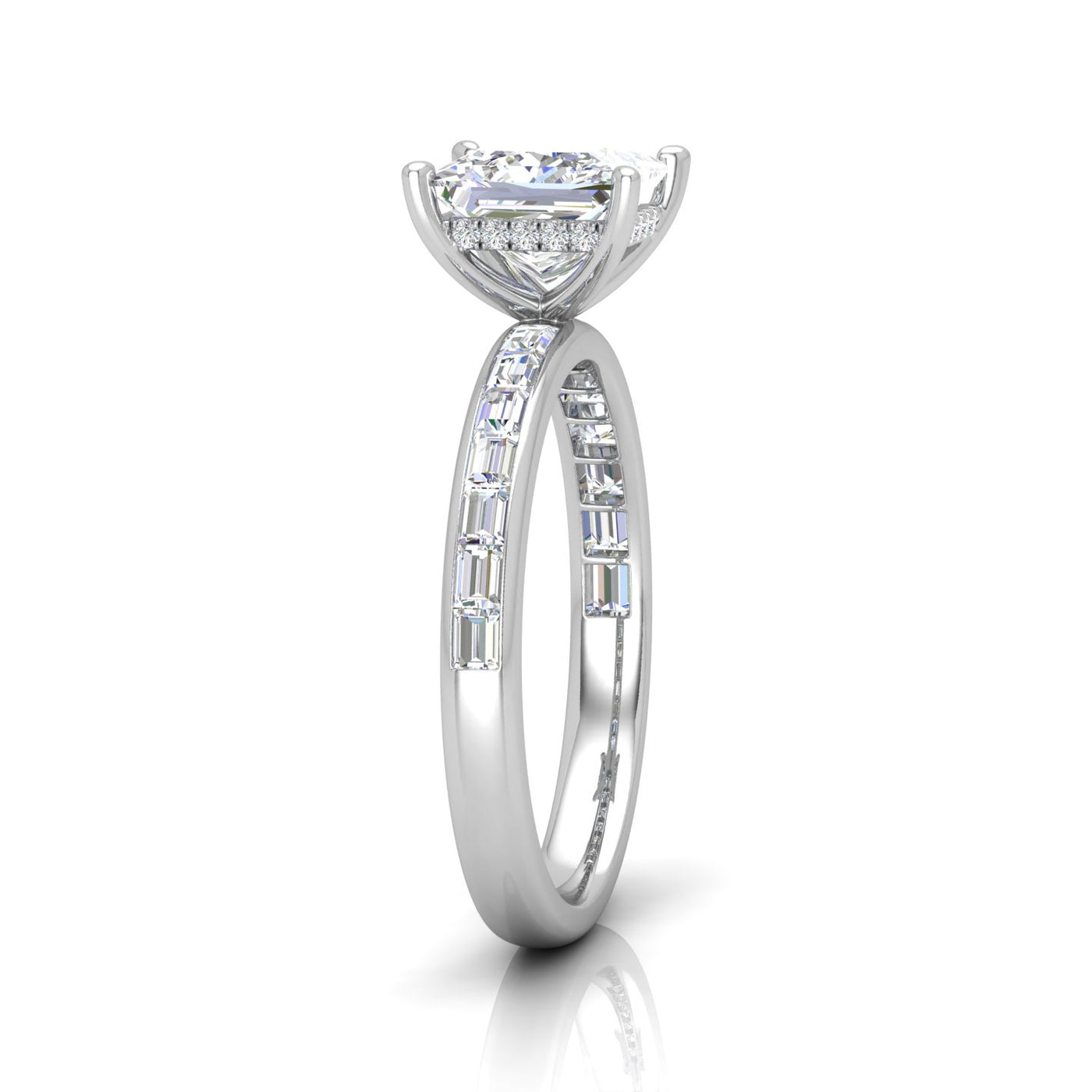 Classic Hidden Halo Channel Set Engagement Ring - Princess