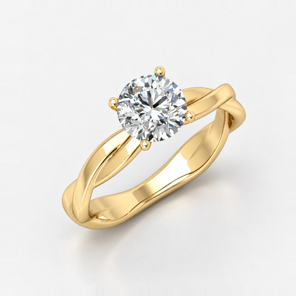 IGI Certified 2.00Ct Romantic Diamond Floral Asymmetrical Twist Engagement Ring in Gold & Platinum
