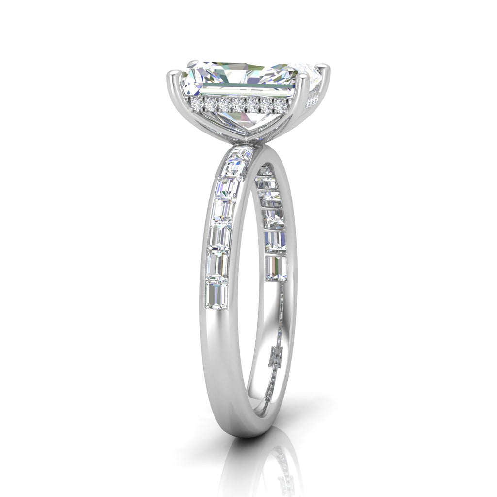 Classic Hidden Halo Channel Set Engagement Ring - Radiant