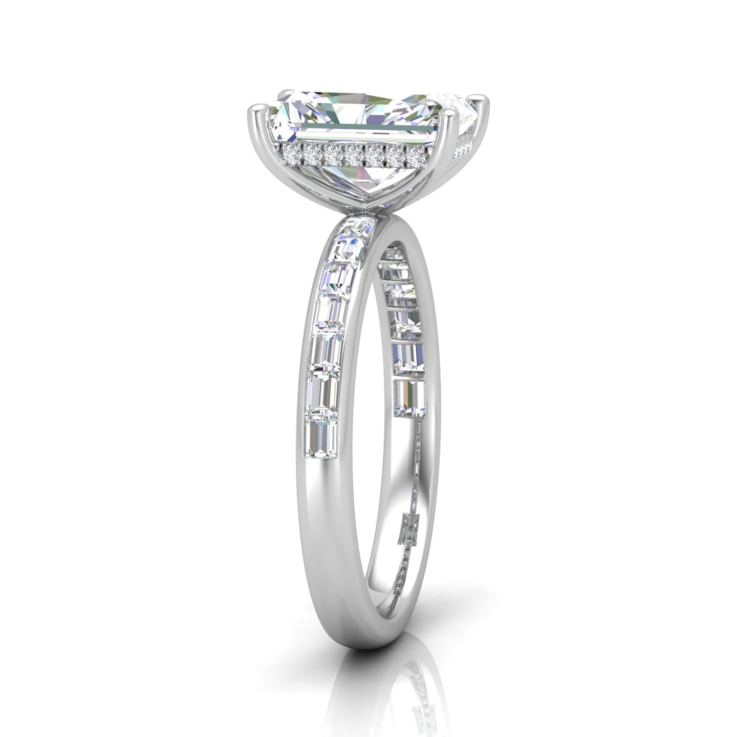 Classic Hidden Halo Channel Set Engagement Ring - Radiant