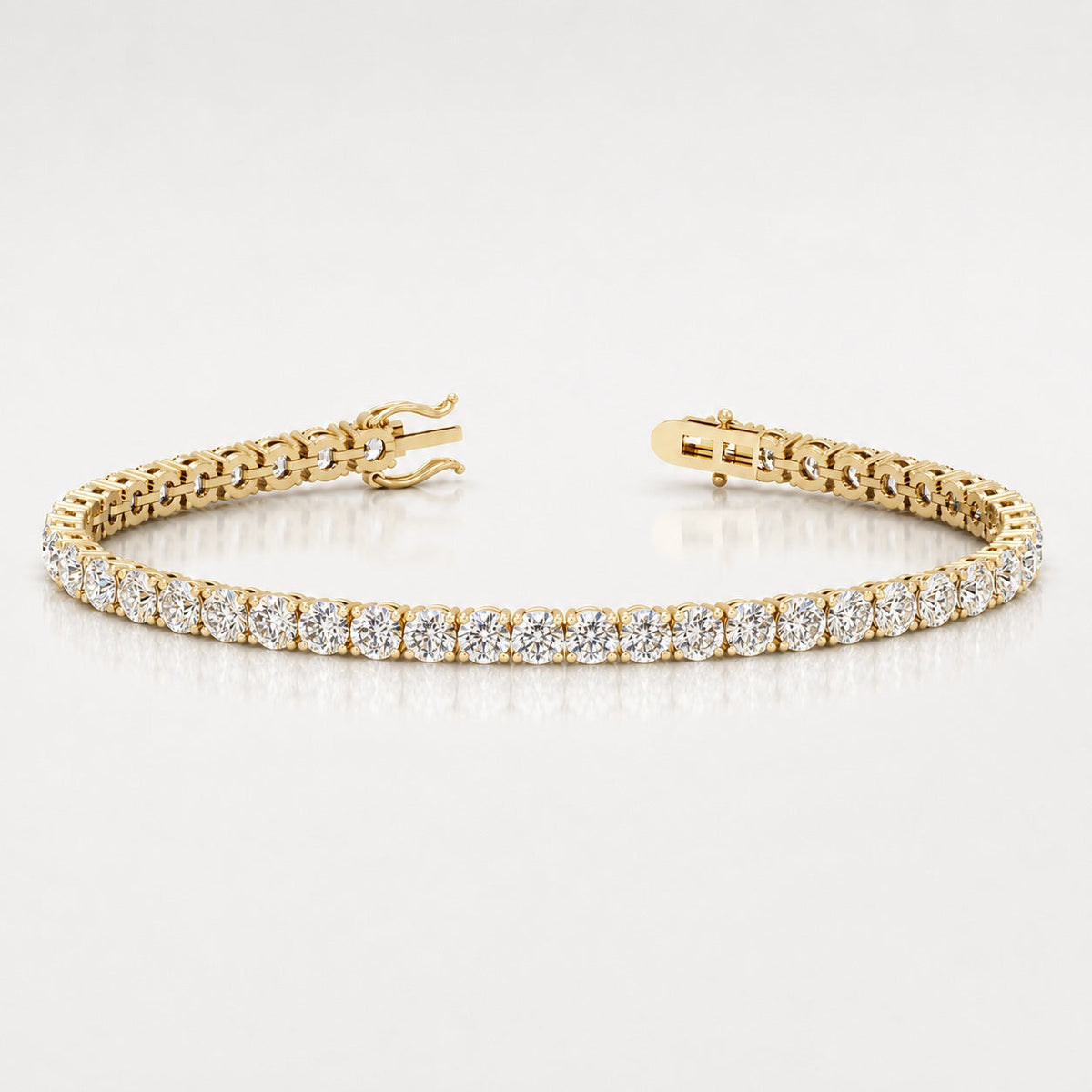 10.00ct Round Diamond Tennis Bracelet - 18k Yellow Gold