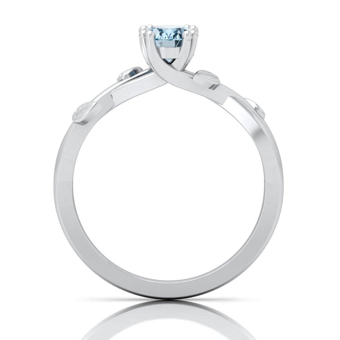 1.00 Ct Natural Blue Aquamarine Diamond Designer Ring