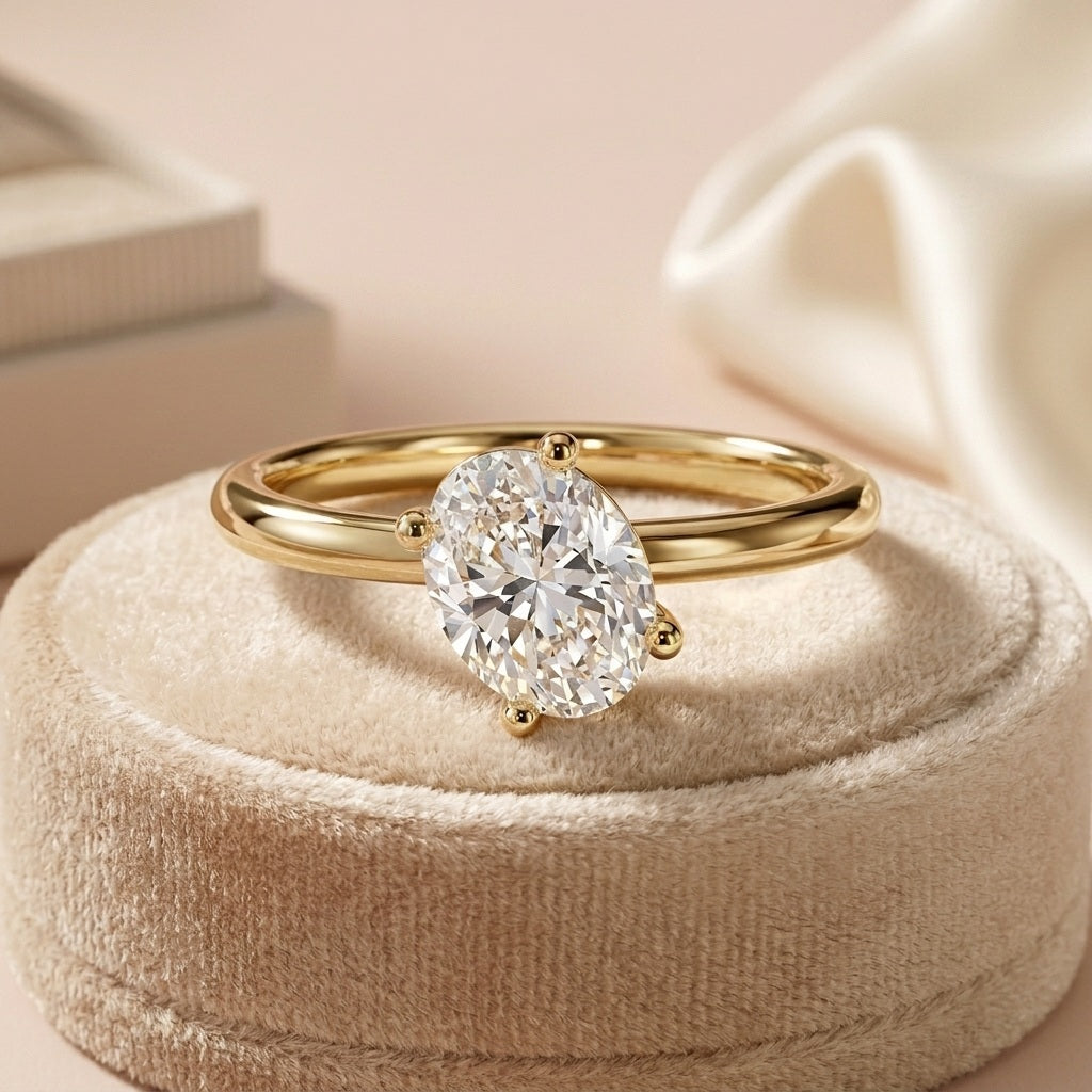 IGI Certified Oval Lab Diamond Solitaire Engagement Ring - D/VS