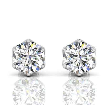 Certified D/VS 2.00Ct Round Diamond Designer Stud Earrings in 18k Gold