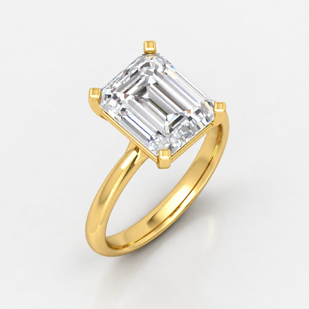 IGI Certified Classic Solitaire Emerald Diamond Engagement Ring in Gold & Platinum