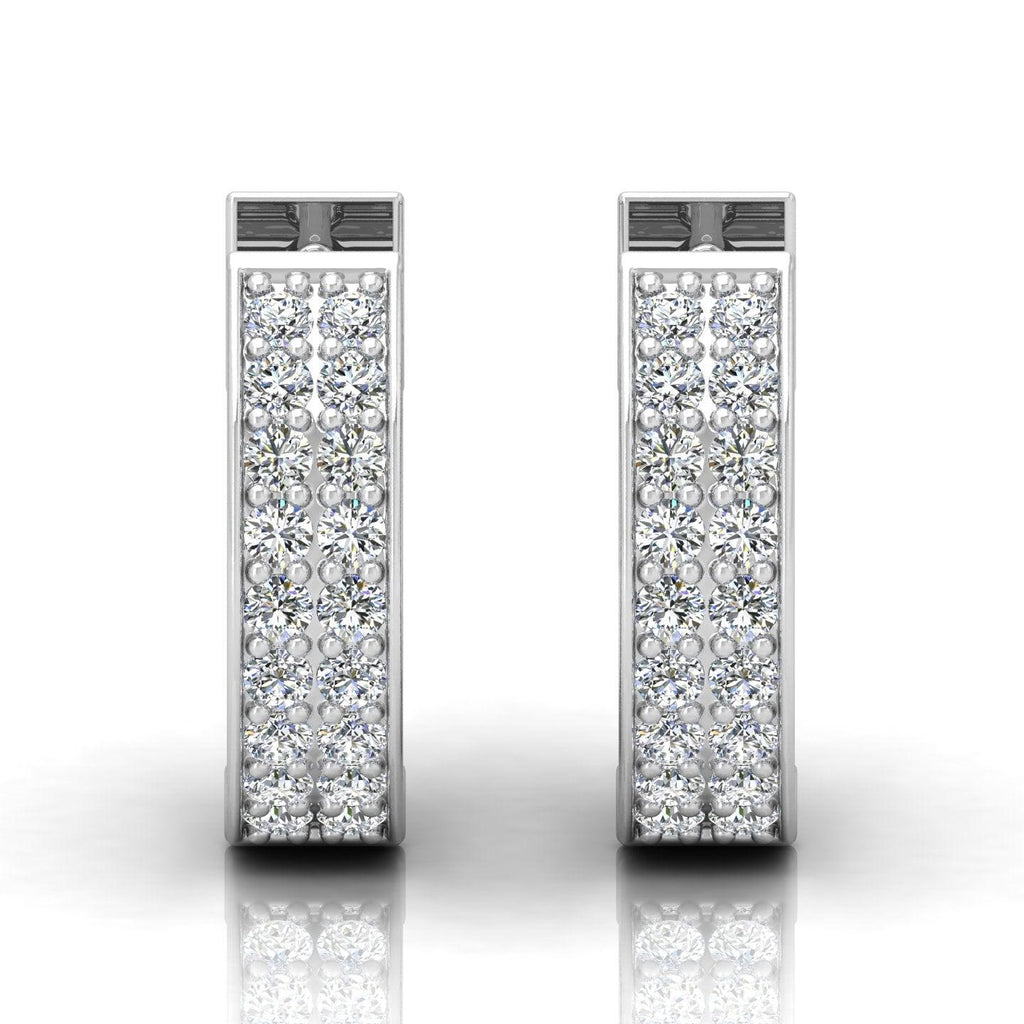 D/VVS 0.25 Carat Round Diamond Designer Hoop Earrings - amadadiamons