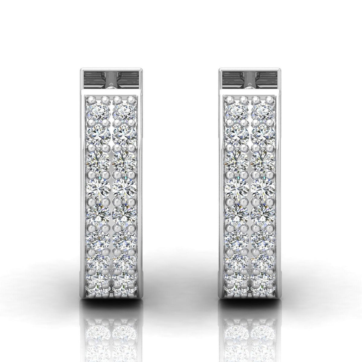 D/VVS 0.25 Carat Round Diamond Designer Hoop Earrings - amadadiamons