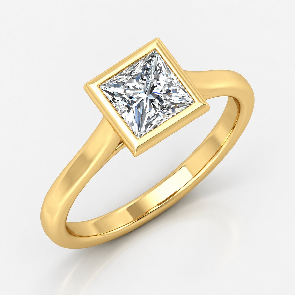 2.00Ct Solitaire Bezel Set Engagement Women's Ring Princess Diamond IGI Certified in Gold & Platinum