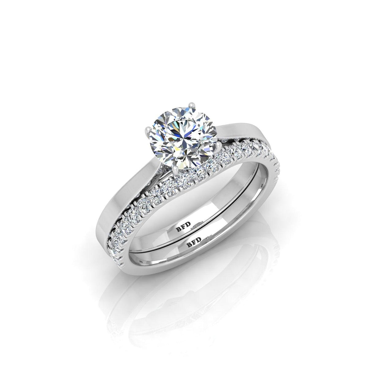 Certified Round Diamond Solitaire Engagement Ring With Curved Matching Band 1.50Carat E/VS