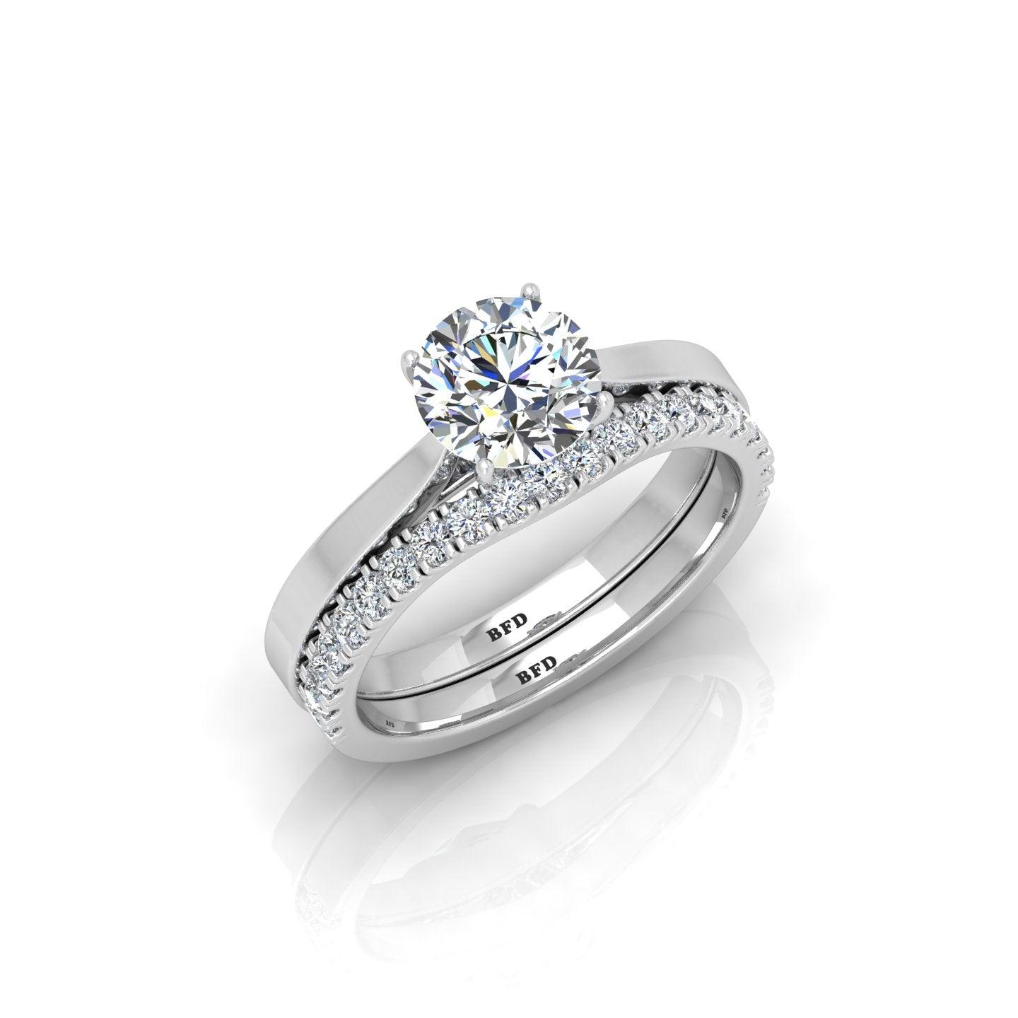 Certified Round Diamond Solitaire Engagement Ring With Curved Matching Band 1.50Carat E/VS