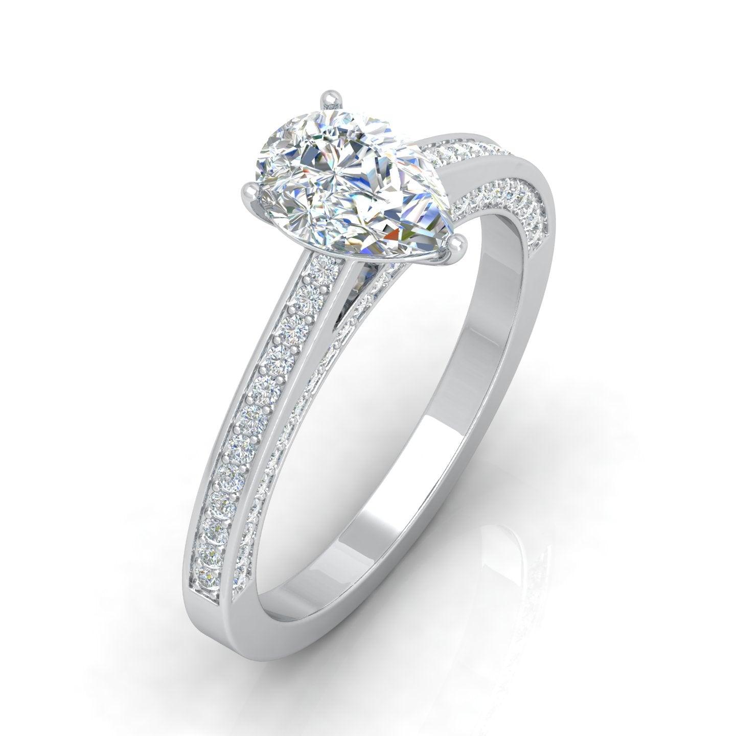 Certified Pear Diamond Engagement Ring 2.00Carat E/VS