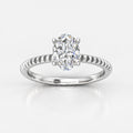 IGI certified oval lab-grown diamond cable solitaire engagement ring in gold and platinum