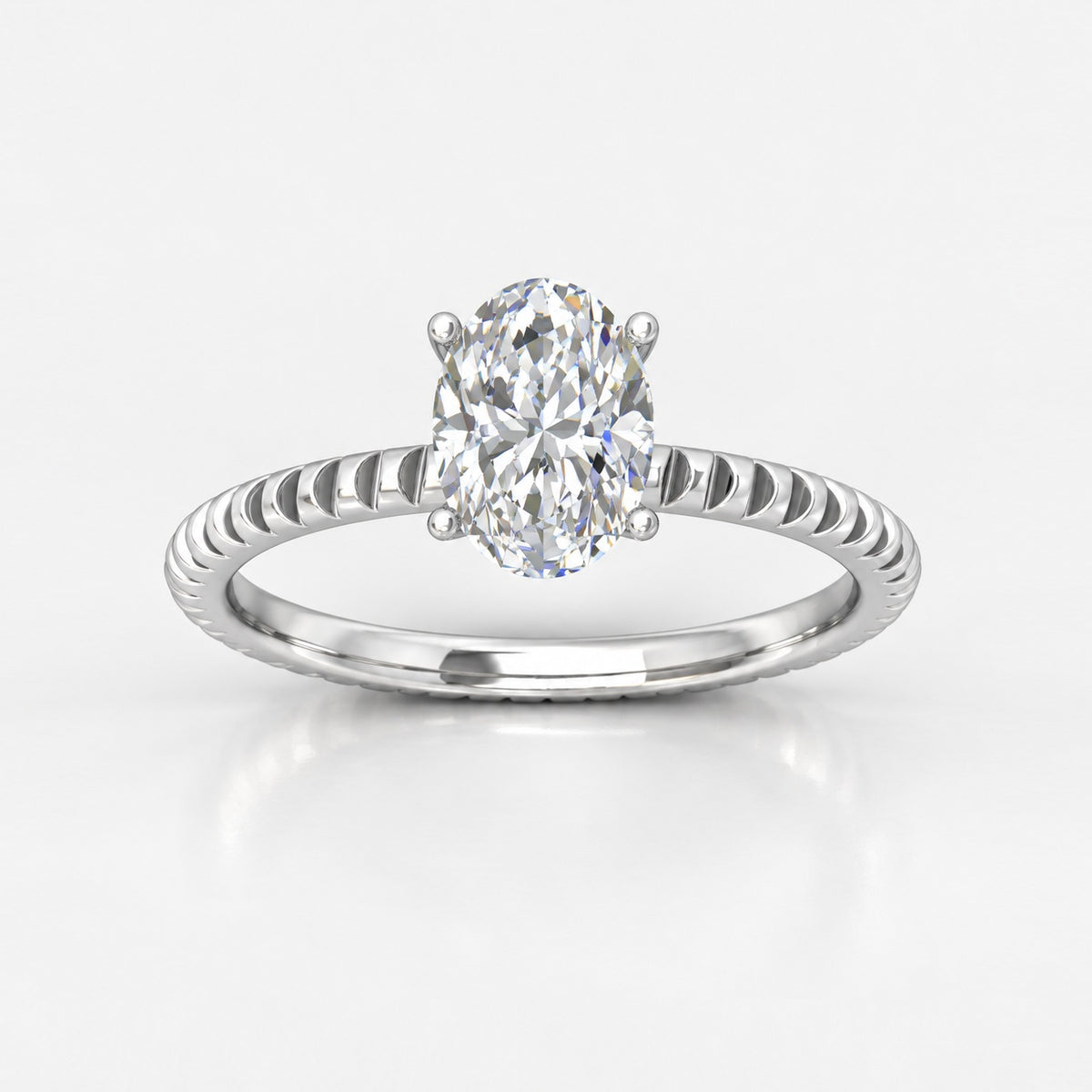 IGI Certified Oval Diamond 2.00Ct Cable Solitaire Engagement Ring in Gold & Platinum