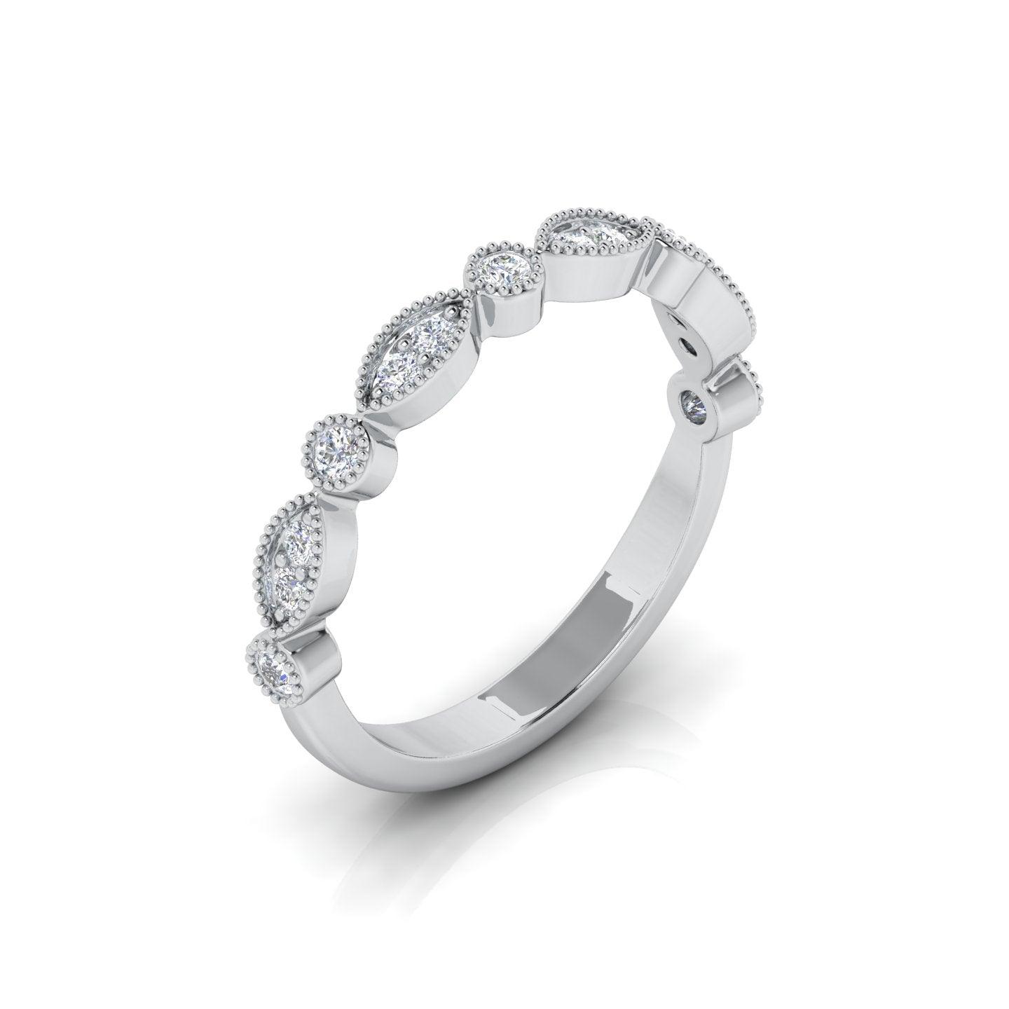 0.25 Carat D/VS Round Diamond Designer Half Eternity Wedding Ring - amadadiamonds