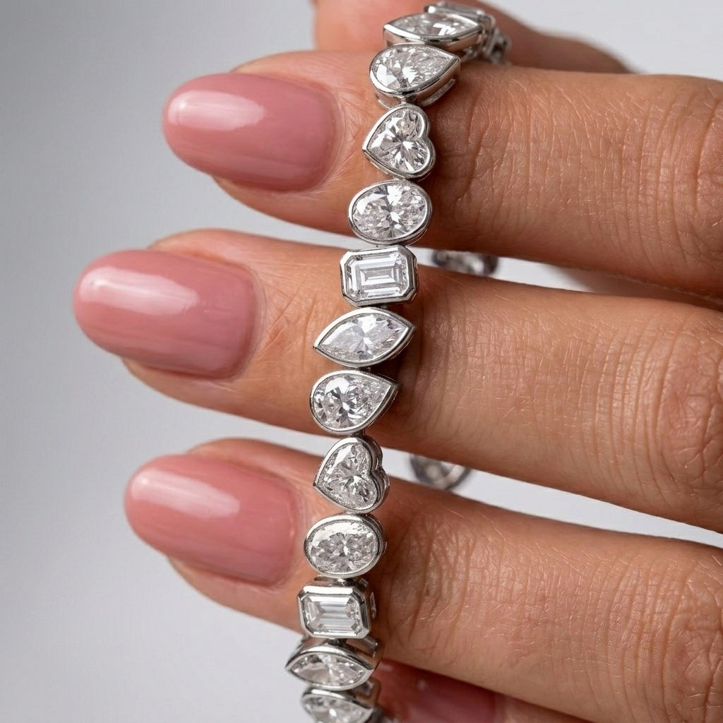10.00 Carat D/VS Lab Grown Mixed Shape Diamond Tennis Bracelet