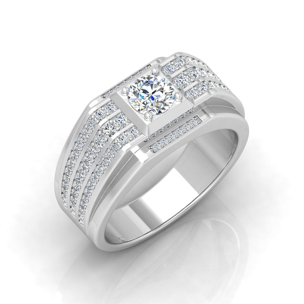 Certified 1.50ct Round Diamond Solitaire with Accents Engagement Ring for Him