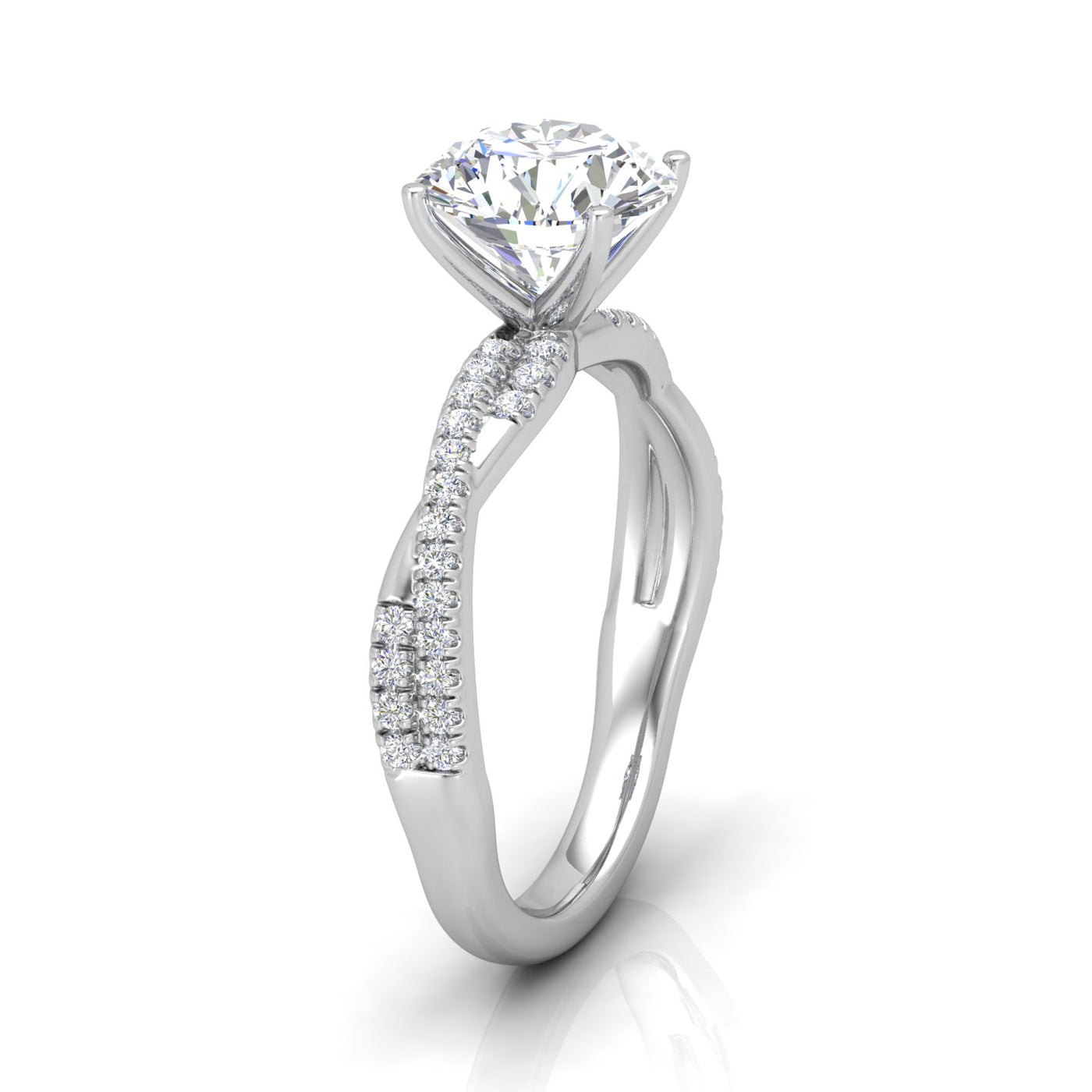 Vine Round Diamond Twisted Engagement Ring