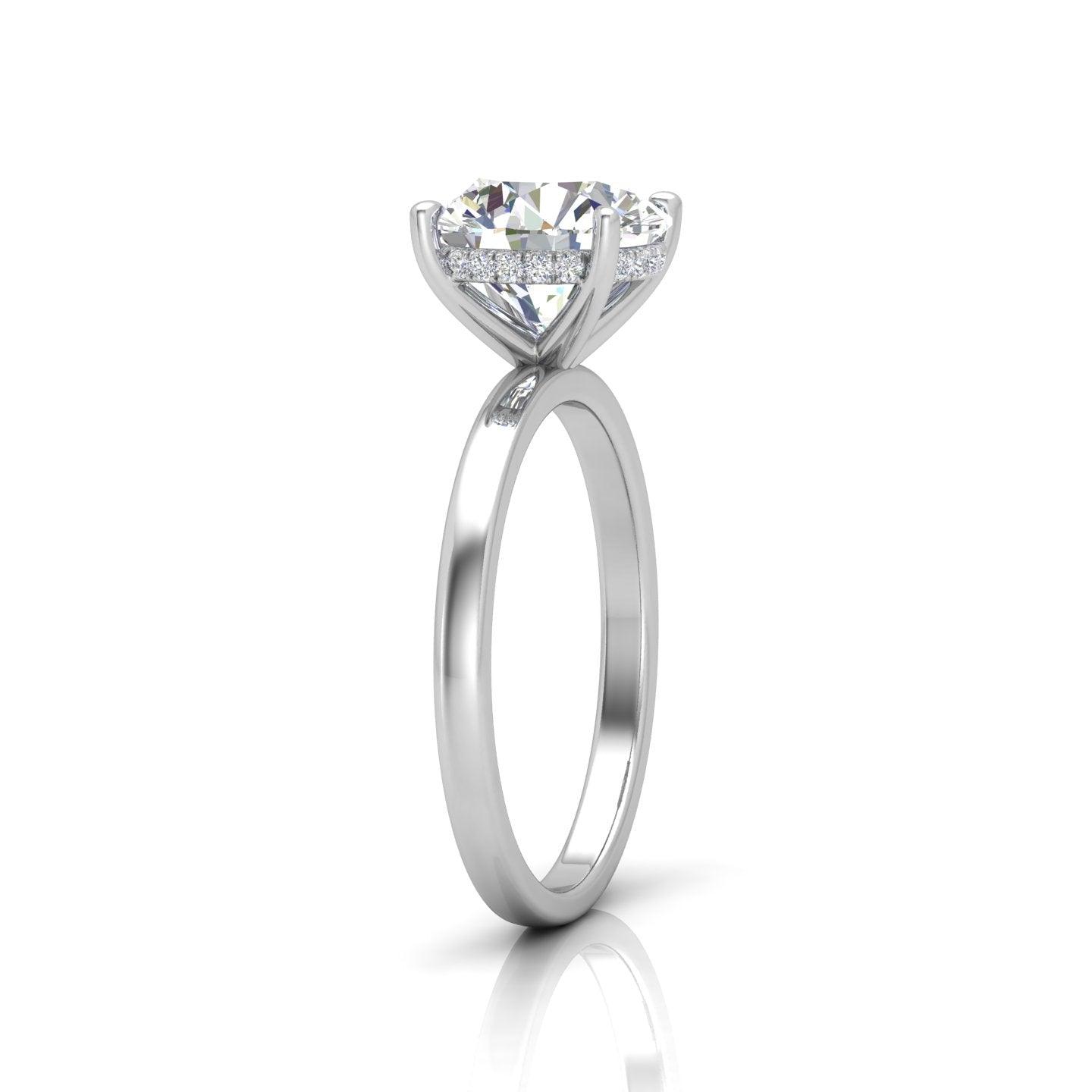 Classic Solitaire Hidden Halo Engagement Ring
