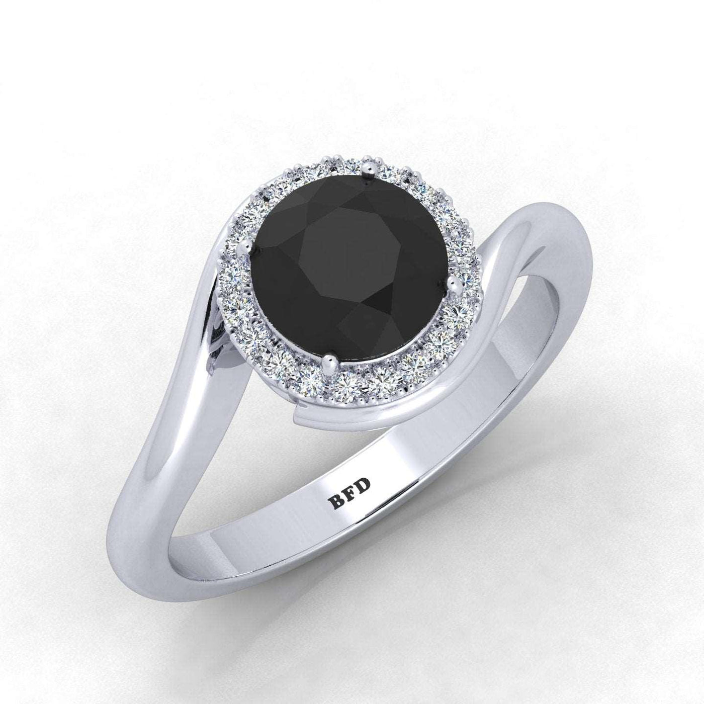 1.25 Carat Black Diamond Halo Engagement Ring For Her In Variant Metal