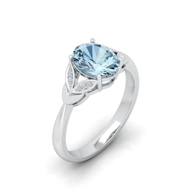 2.00 Ct Natural Blue Aquamarine Diamond Designer Ring - amadadiamonds