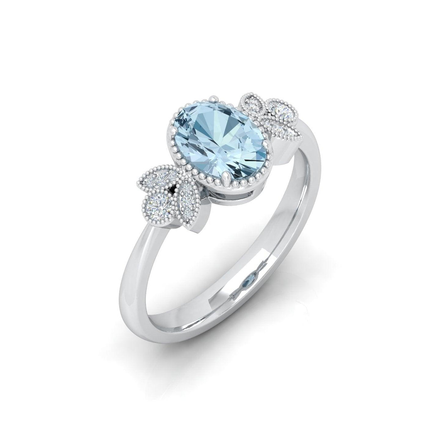 1.50 Ct Natural Blue Aquamarine Diamond Designer Ring - amadadiamonds