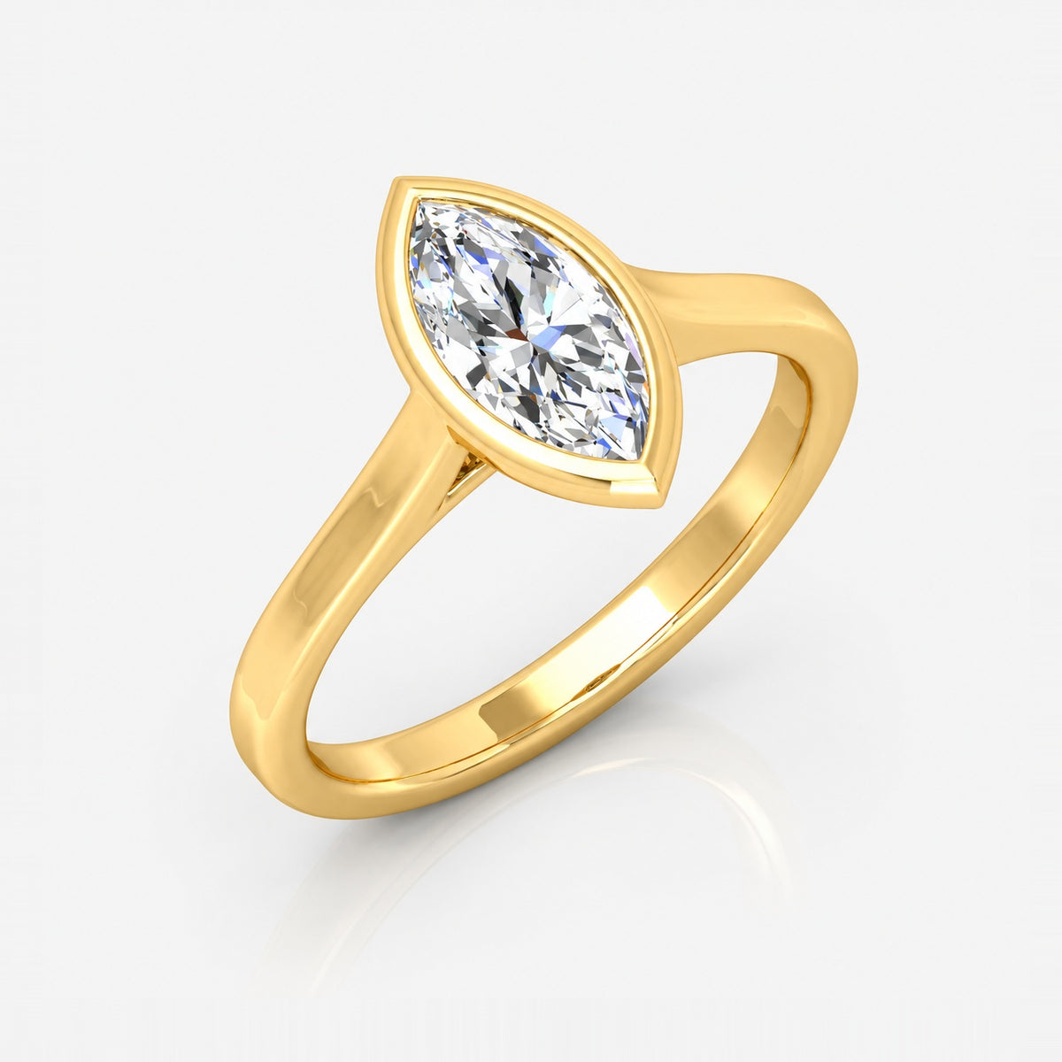 Marquise Diamond Bezel Set 2.00Ct IGI Certified Solitaire Engagement Ring in Gold & Platinum