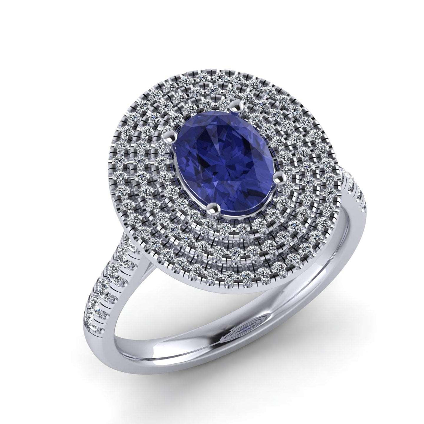 Best Deal..! Triple Halo Tanzanite Oval & Diamonds Engagement Ring - 2.10 Carat