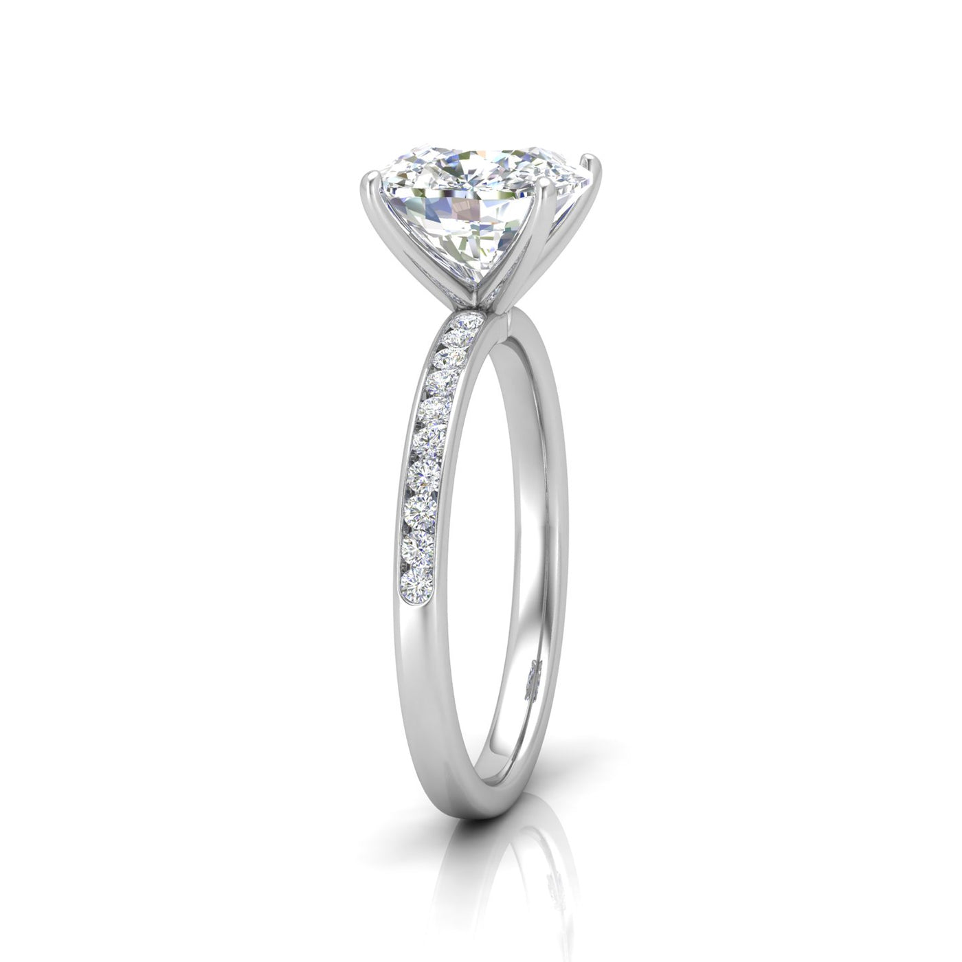 Channel Set Cushion Diamond Engagement Ring