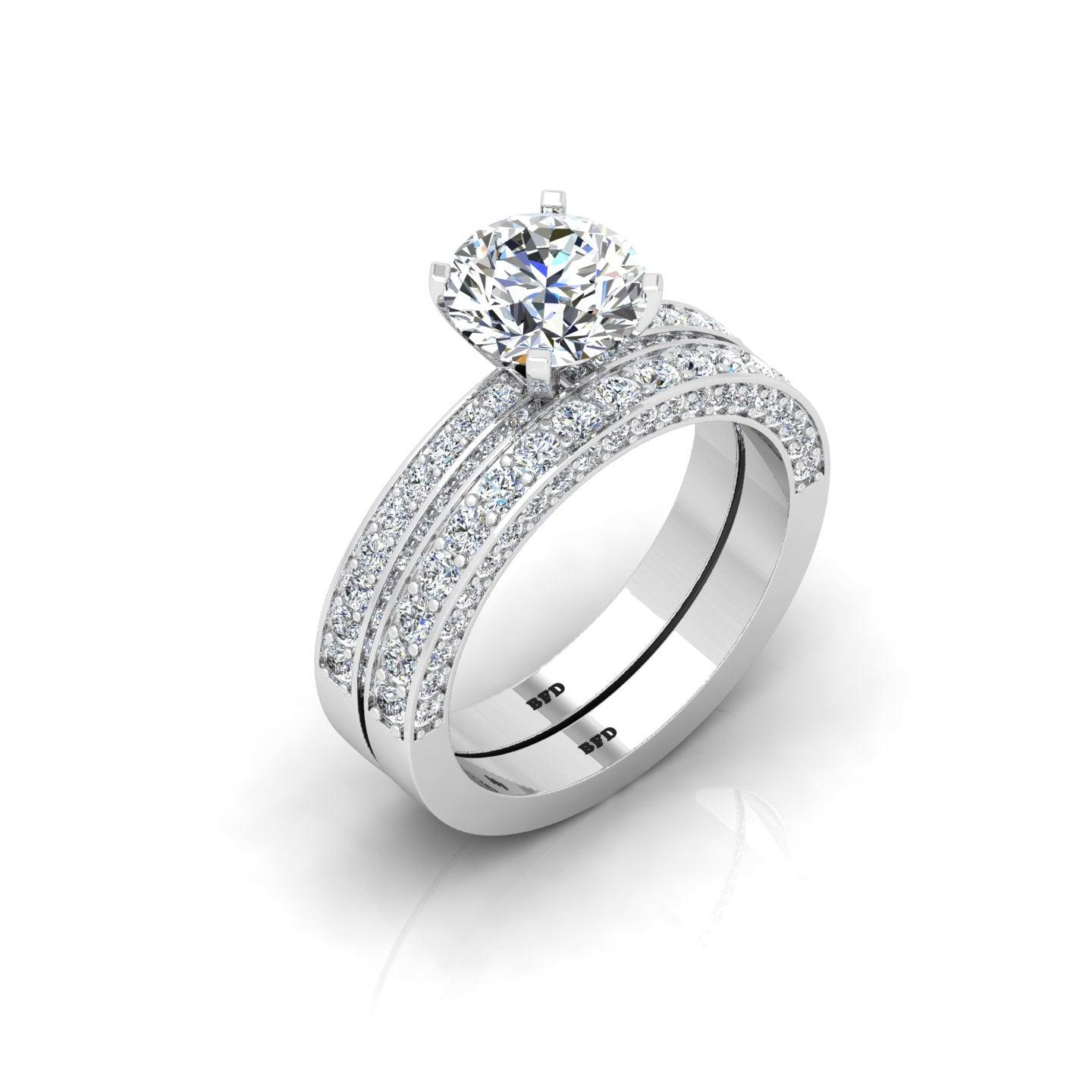 Certified Round Diamond Multi Row Bridal Set Engagement Ring 2.00Carat E/VS
