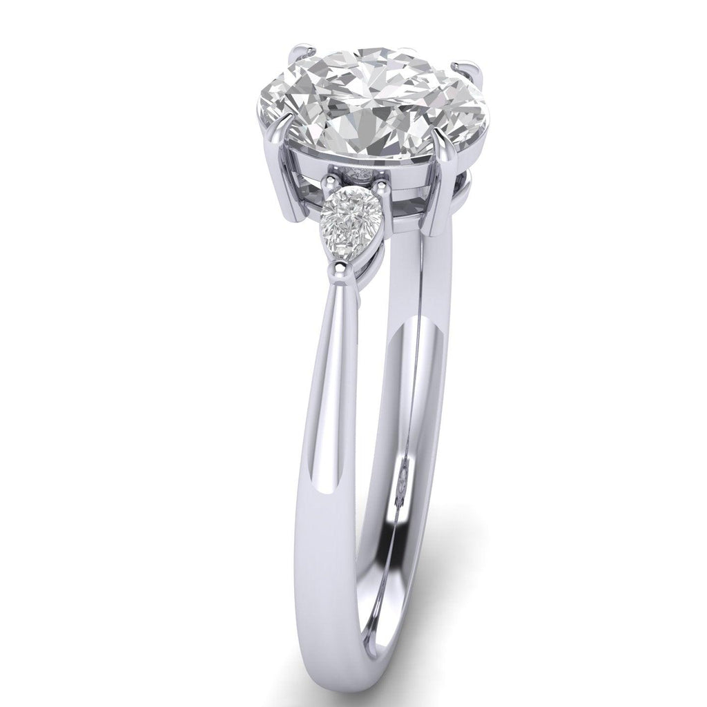 4.50Ct IGI Certified Oval Diamond Trilogy Engagement Ring in Platinum
