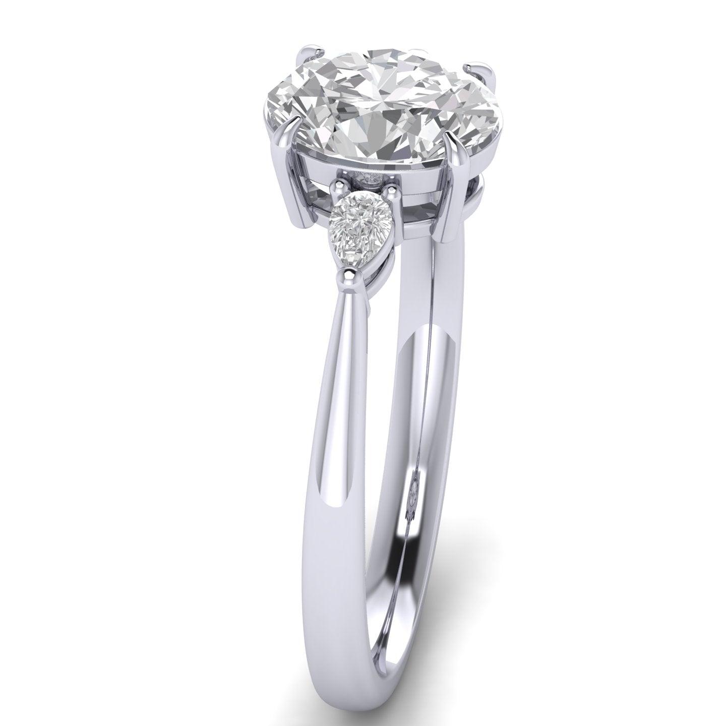 4.50Ct IGI Certified Oval Diamond Trilogy Engagement Ring in Platinum