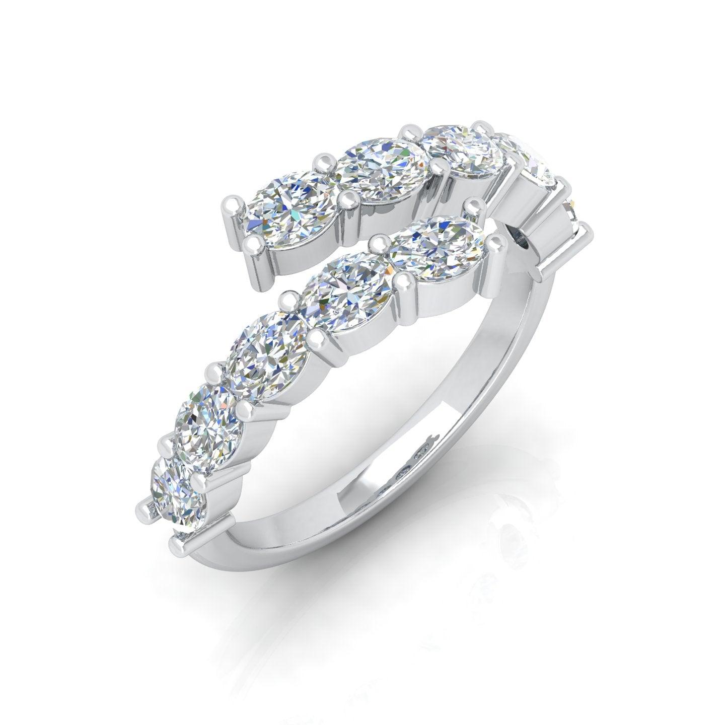 E/VS 2.00 Carat Oval Diamond Half Eternity Designer Ring