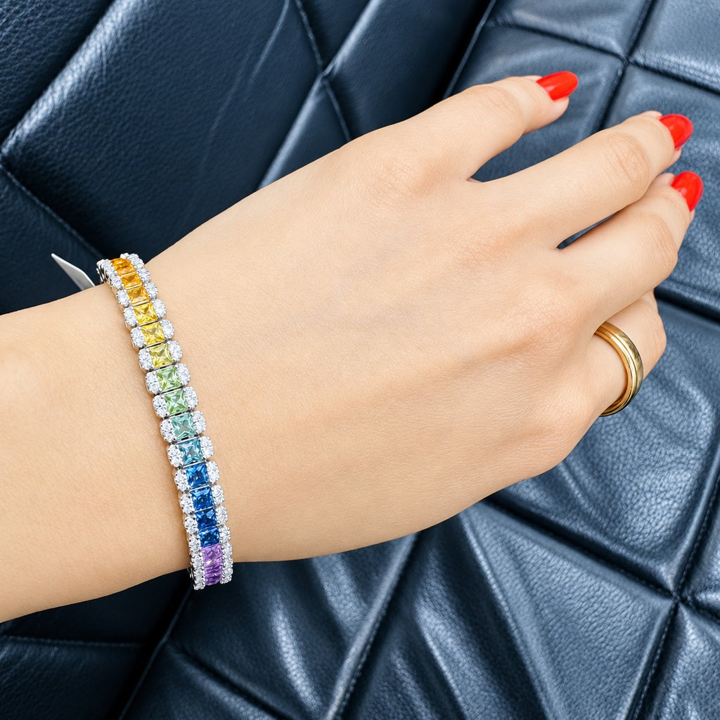10.00ct Rainbow Sapphire and Diamond Designer Bracelet - F/VS