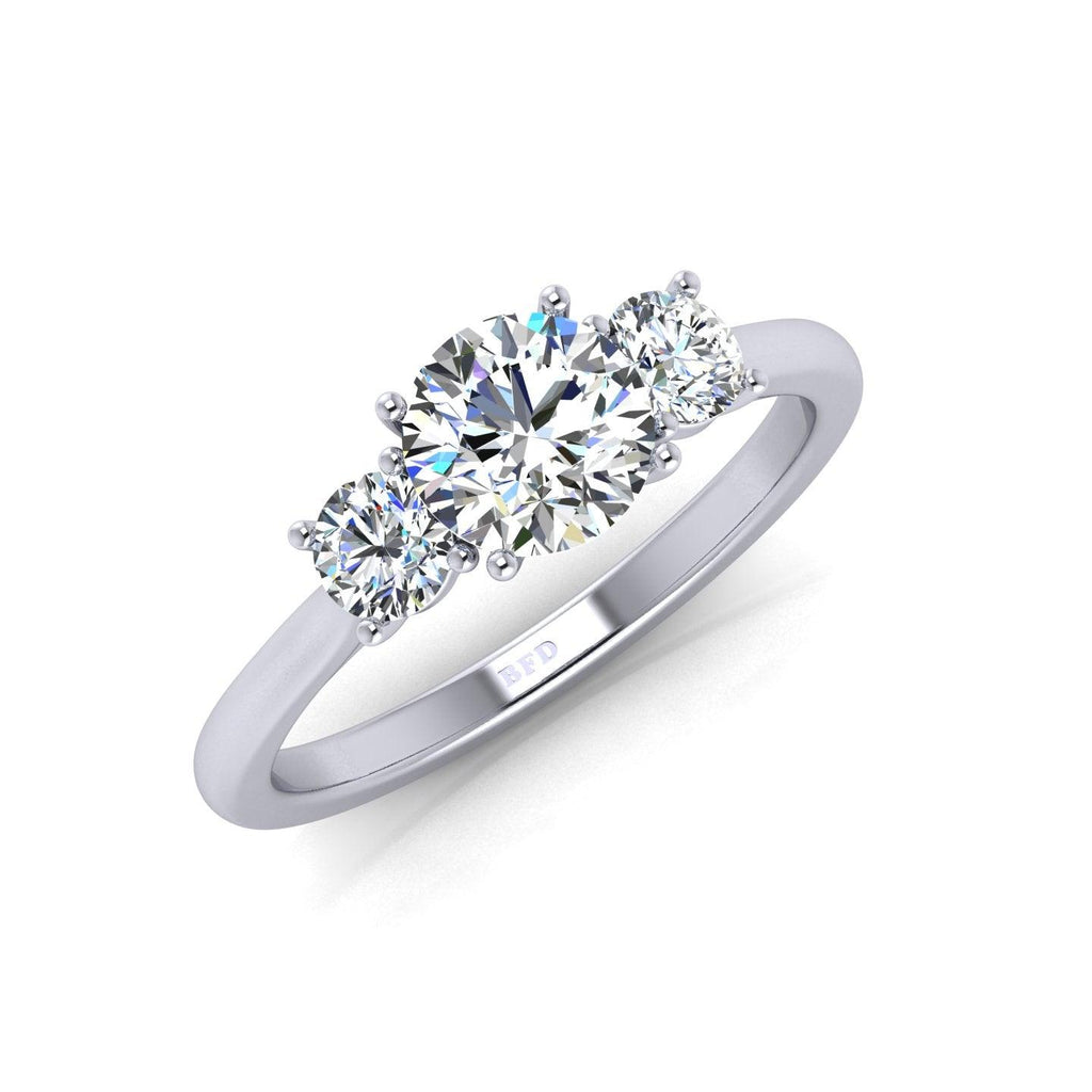 Round Diamond Trilogy Engagement Ring in Platinum 1.50Ct