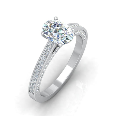 Certified Oval Diamond Engagement Ring 2.00Carat E/VS