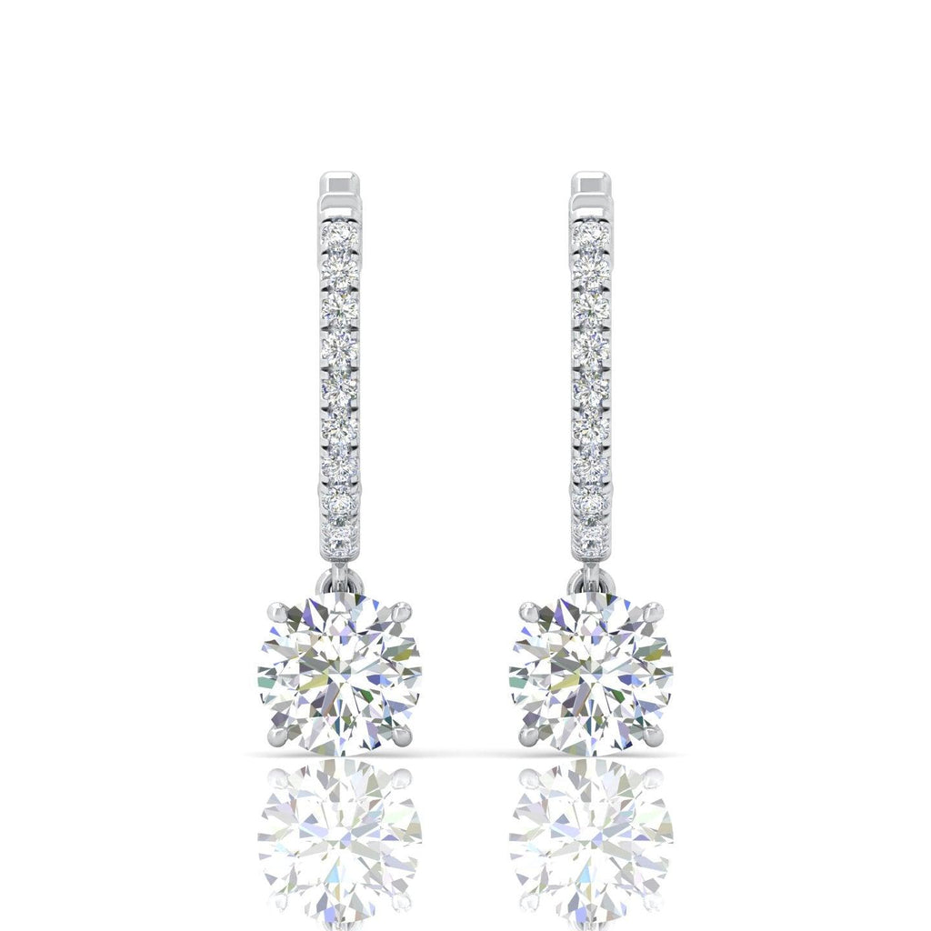 D/VS 2.50 Carat Round Diamond Dangle Drop Earrings In 18k White Gold - amadadiamons