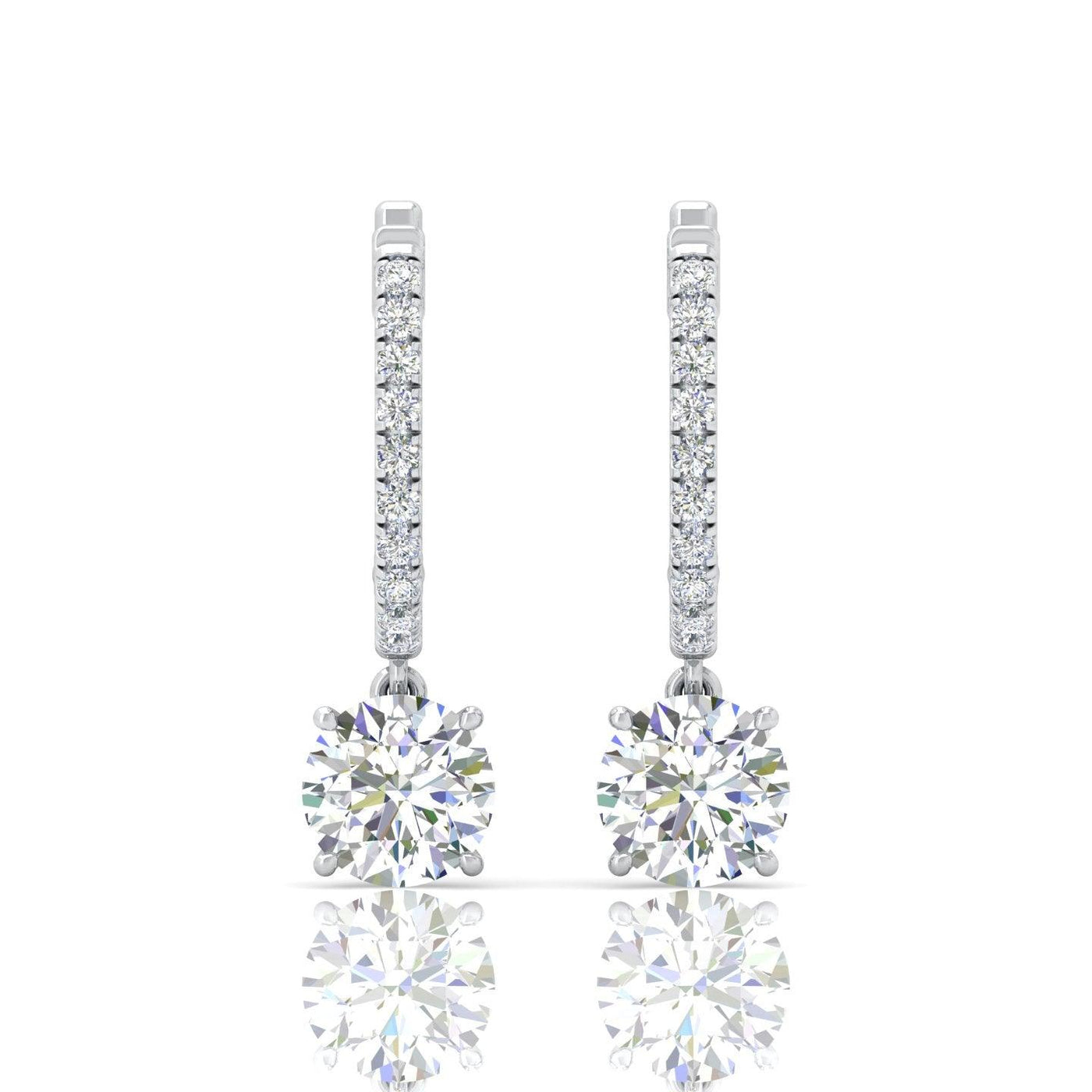 D/VS 2.50 Carat Round Diamond Dangle Drop Earrings In 18k White Gold - amadadiamons