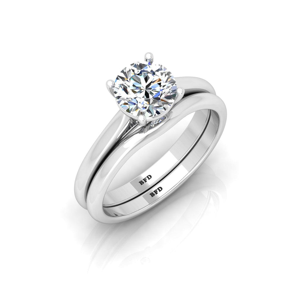 Certified Round Diamond Solitaire Engagement Ring with Matching Band 1.00Carat E/VS