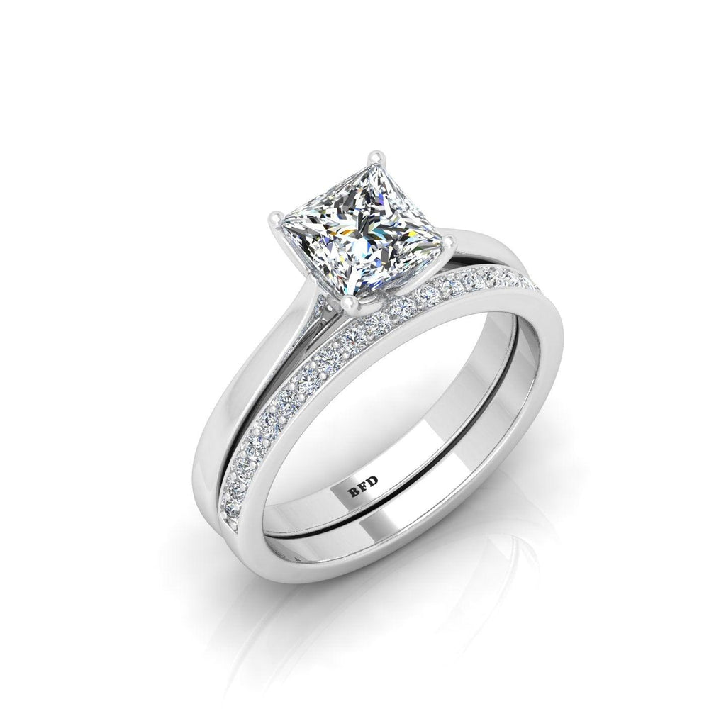Certified Princess Diamond Bridal Set Engagement Ring