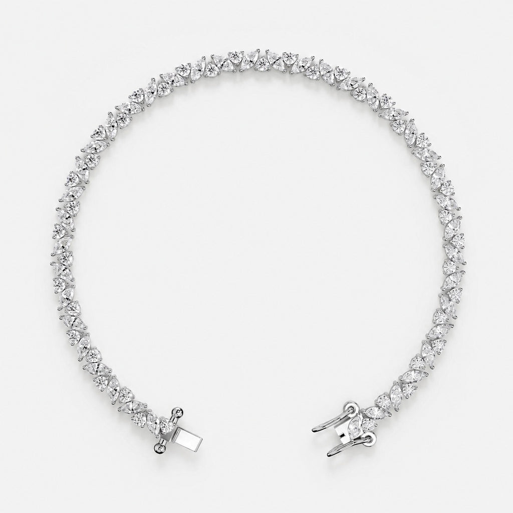Classic Round and Marquise Diamond Tennis Bracelet 9K 'Gold 10.00Ct