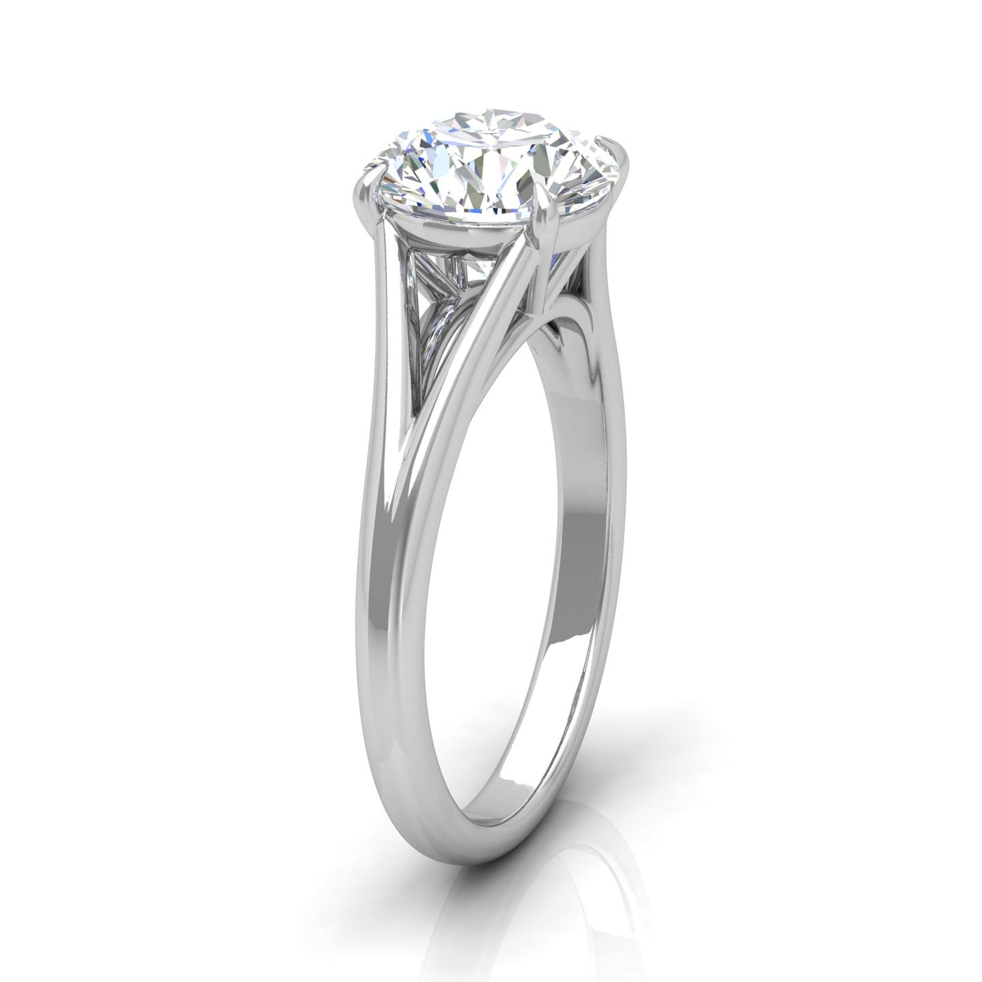 Classic Round Diamond Split Shank Solitaire Engagement Ring