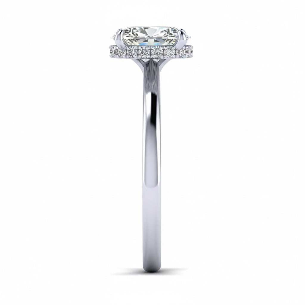 2.00 Carat D/VS Lab Grown Oval Diamond Hidden Halo Engagement Ring In Platinum