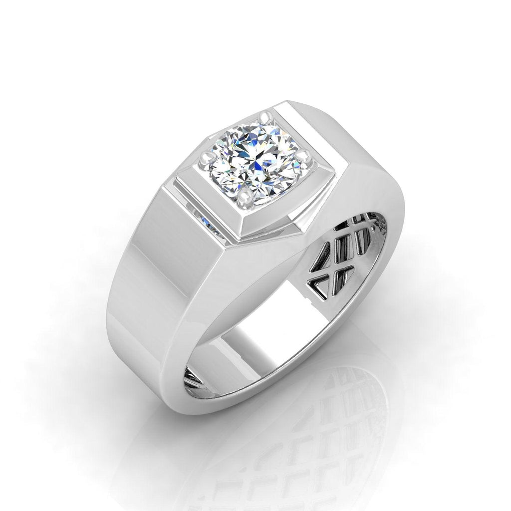 Certified F/VS Single Diamond Mens Solitaire Ring