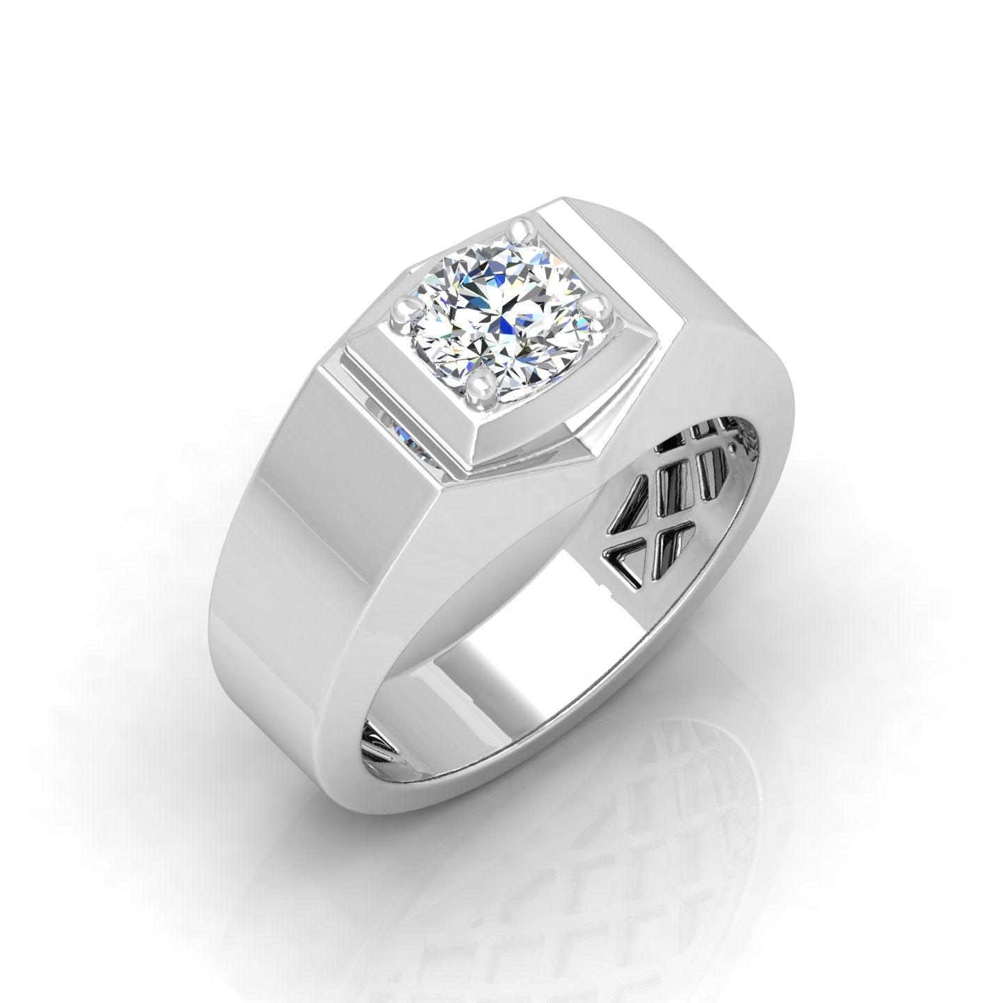 Certified F/VS Single Diamond Mens Solitaire Ring
