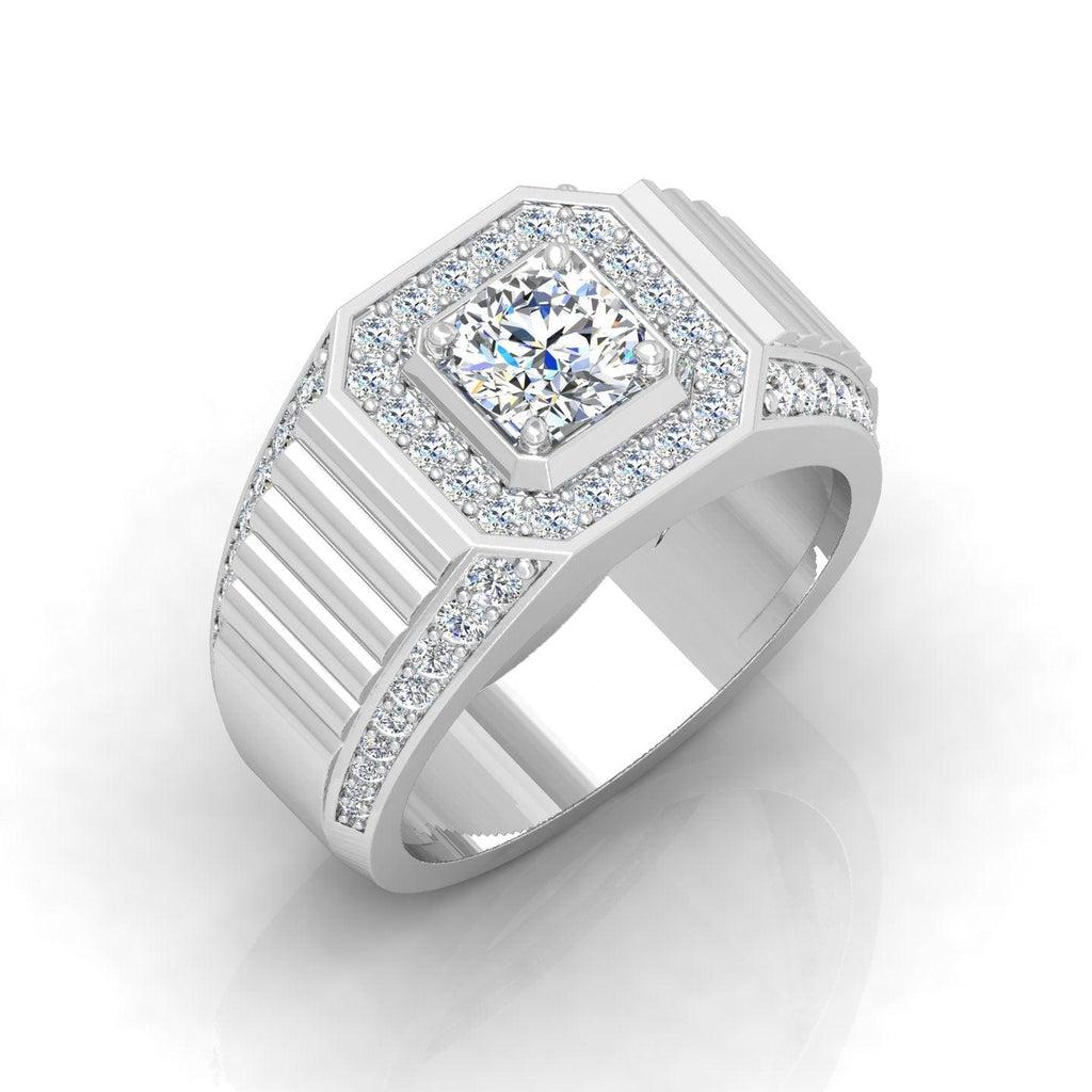 Certified F/VS 1.50Ct Round Diamond Mens Solitaire Hip Hop Ring
