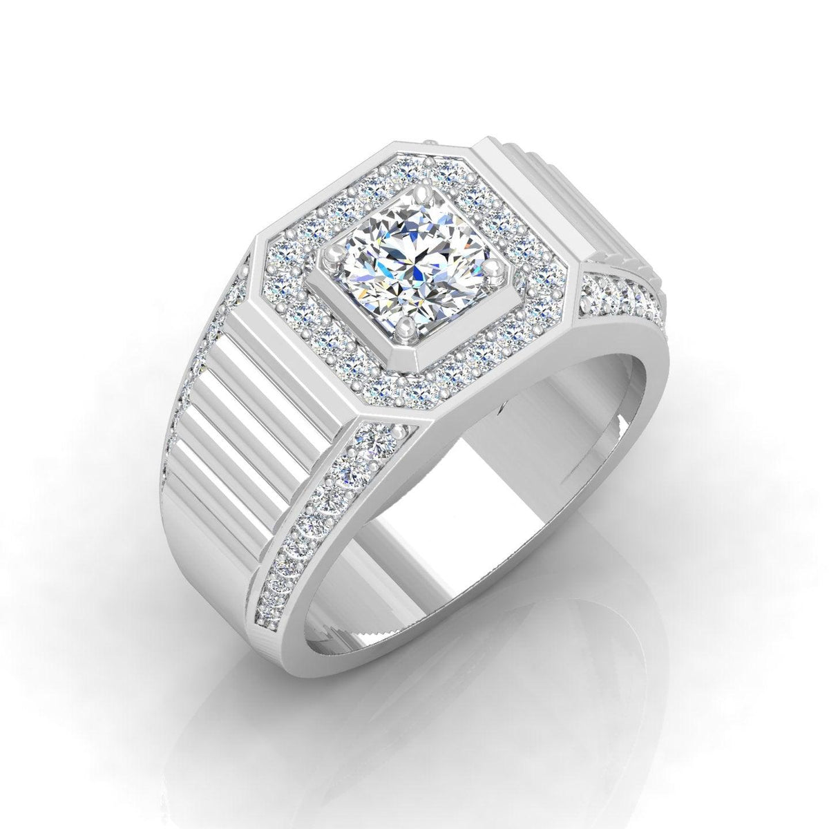 Certified F/VS 1.50Ct Round Diamond Mens Solitaire Hip Hop Ring