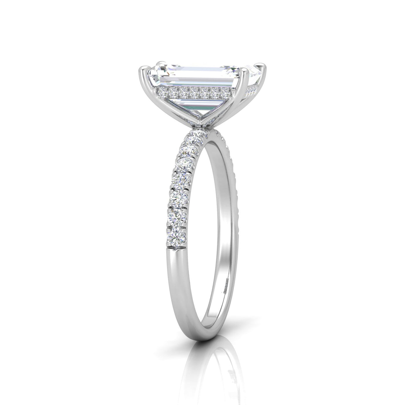 Classic Hidden Halo Pave Set Engagement Ring - Radiant